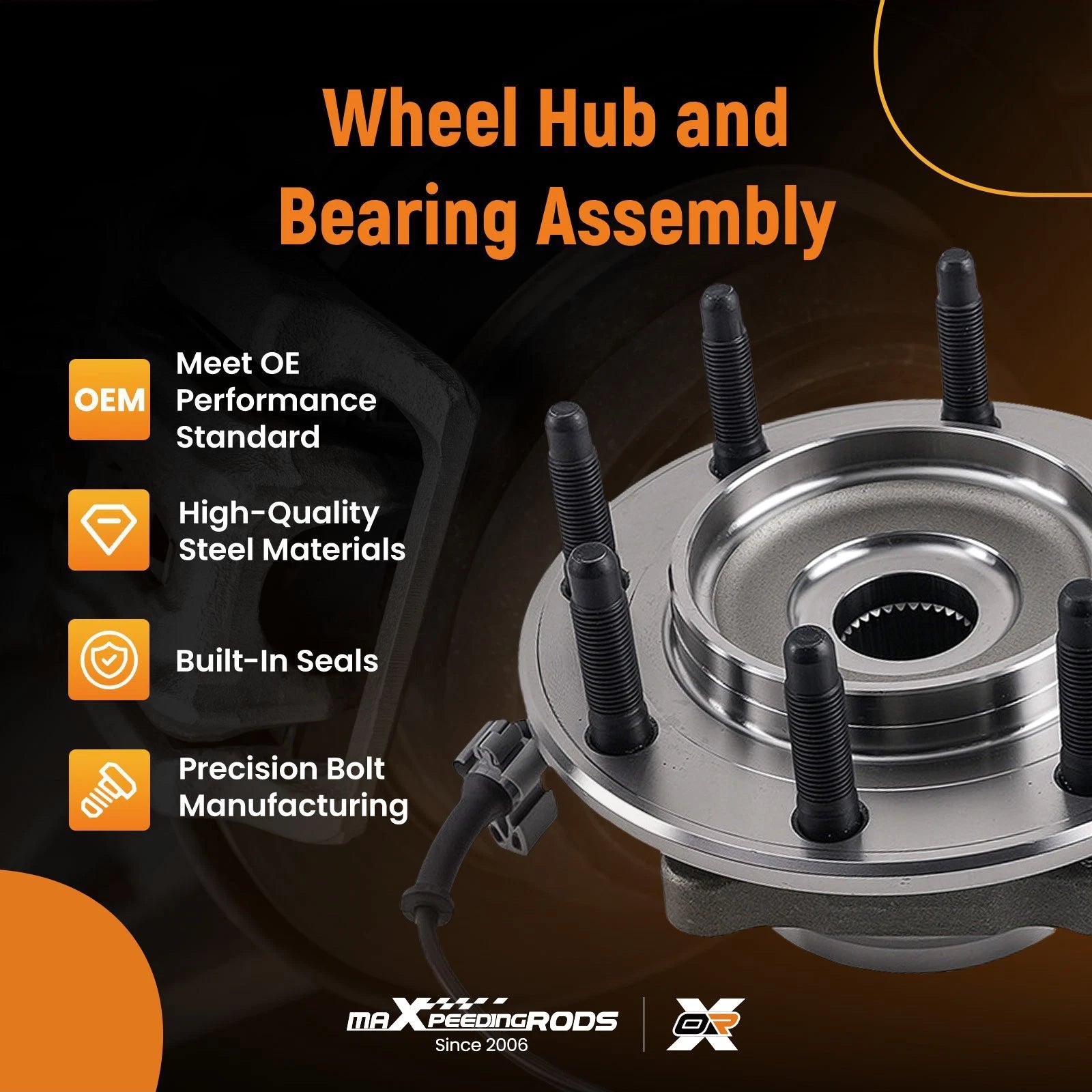 Front Wheel Hub for Silverado Sierra 2500HD (2001–2006) 8 Bolt RWD