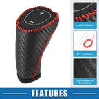 Gear Shifting Knob Cover Trim for Chevy Equinox Malibu (2010–2023) Black Red Stitches
