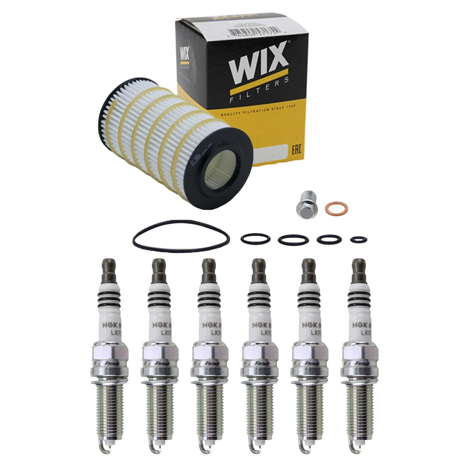 Wix Engine Oil Filter & NGK Spark Plugs Set for W203 C280 W204 C300 C209 CLK