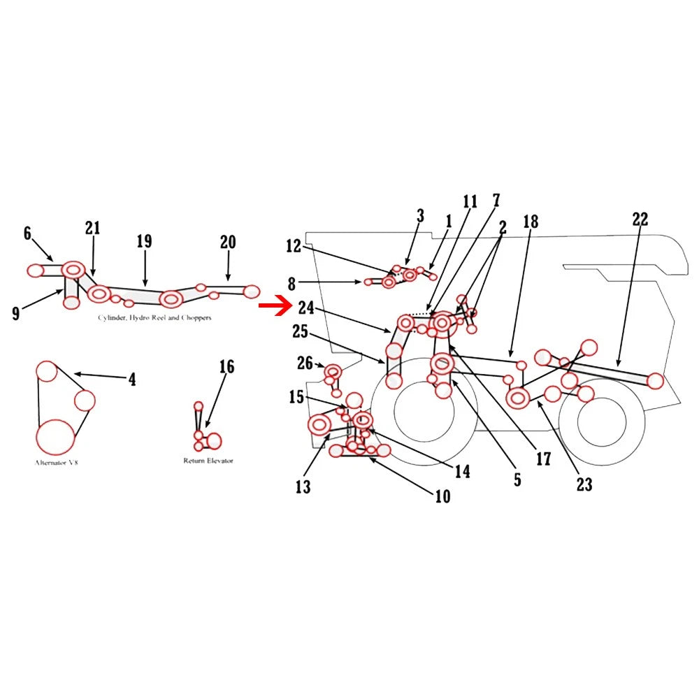 Upper Traction Belt for Massey Ferguson 750, 850 Combine