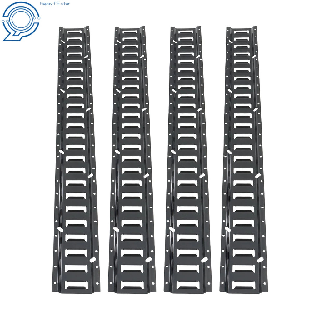 Set of 4 E-Track Tie Down Rails for Garages Trucks (Coated Steel)