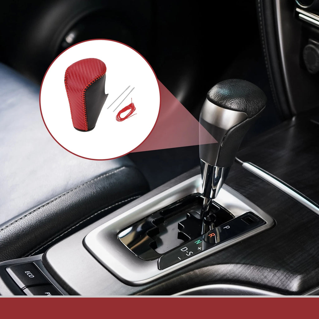 Gear Shift Knob Cover for Honda Accord 8 (2008–2012) Black Red Leather