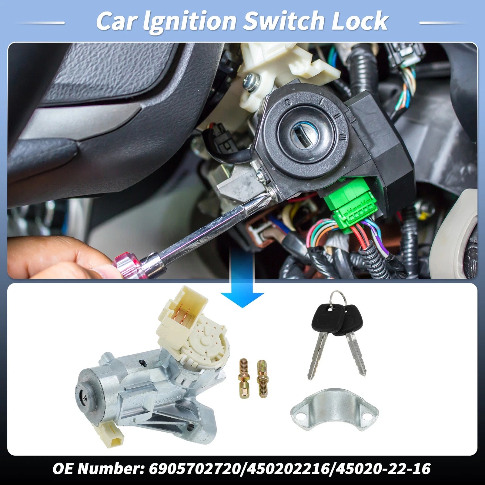 Ignition Lock Cylinder with 2 Keys for Toyota Tacoma (2005–2015) No.450202216
