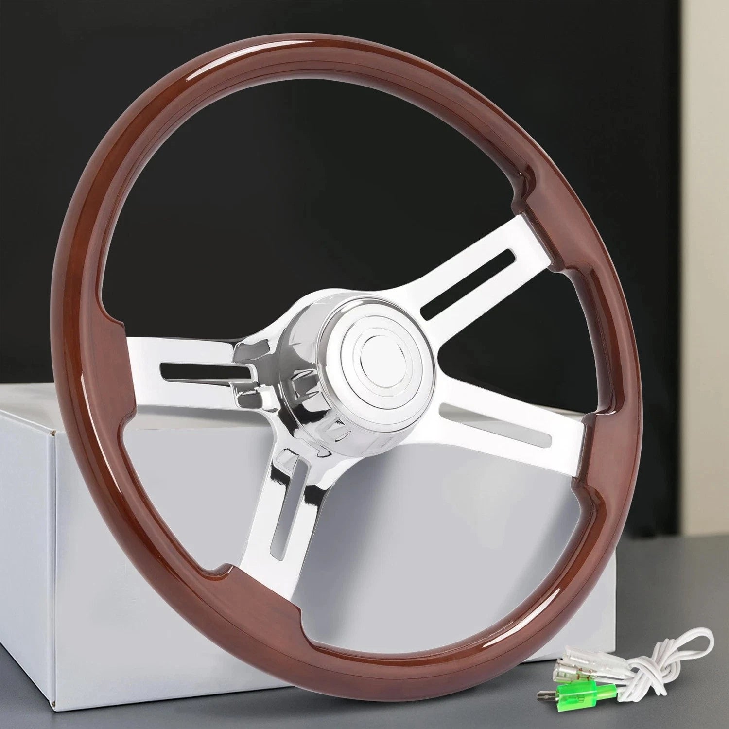 18" Woodgrain Steering Wheel for Freightliner Kenworth Peterbilt Volvo