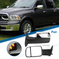 Tow Mirrors for Dodge Ram 1500 2500 (2009–2018) with Lights, Silver Tone, 1 Pair
