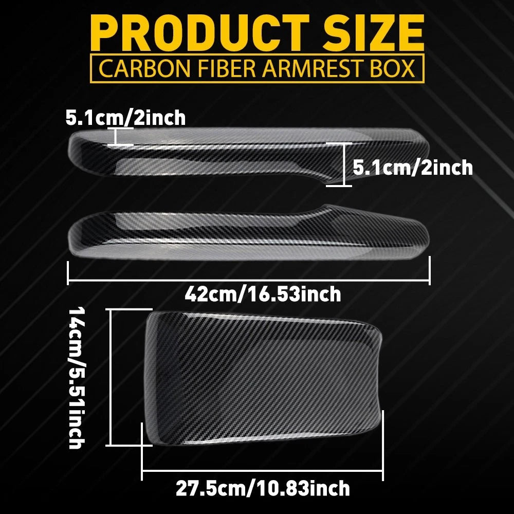 Armrest Box Cover Center Console for Honda Civic (2016–2021) Carbon Fiber Style