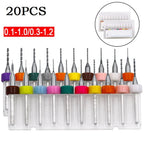 Set of 20 PCB Drill Bits 3.175mm Engraving 38mm Colorful 12mm