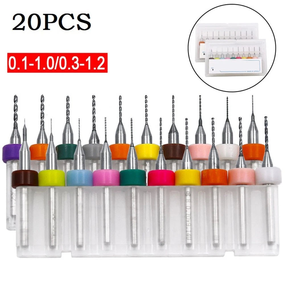 Set of 20 PCB Drill Bits 3.175mm Engraving 38mm Colorful 12mm