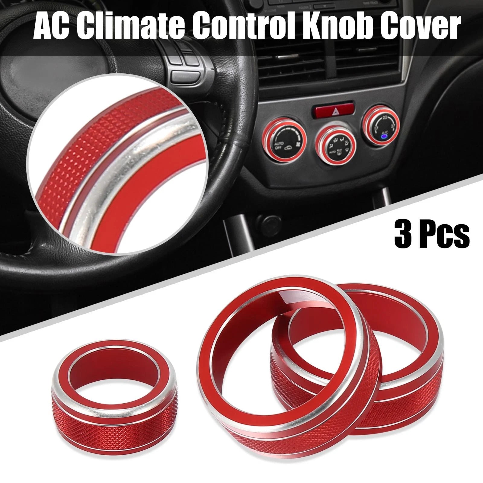 3pcs AC Climate Control Ring Knob for Subaru Forester Impreza (2014–2021)