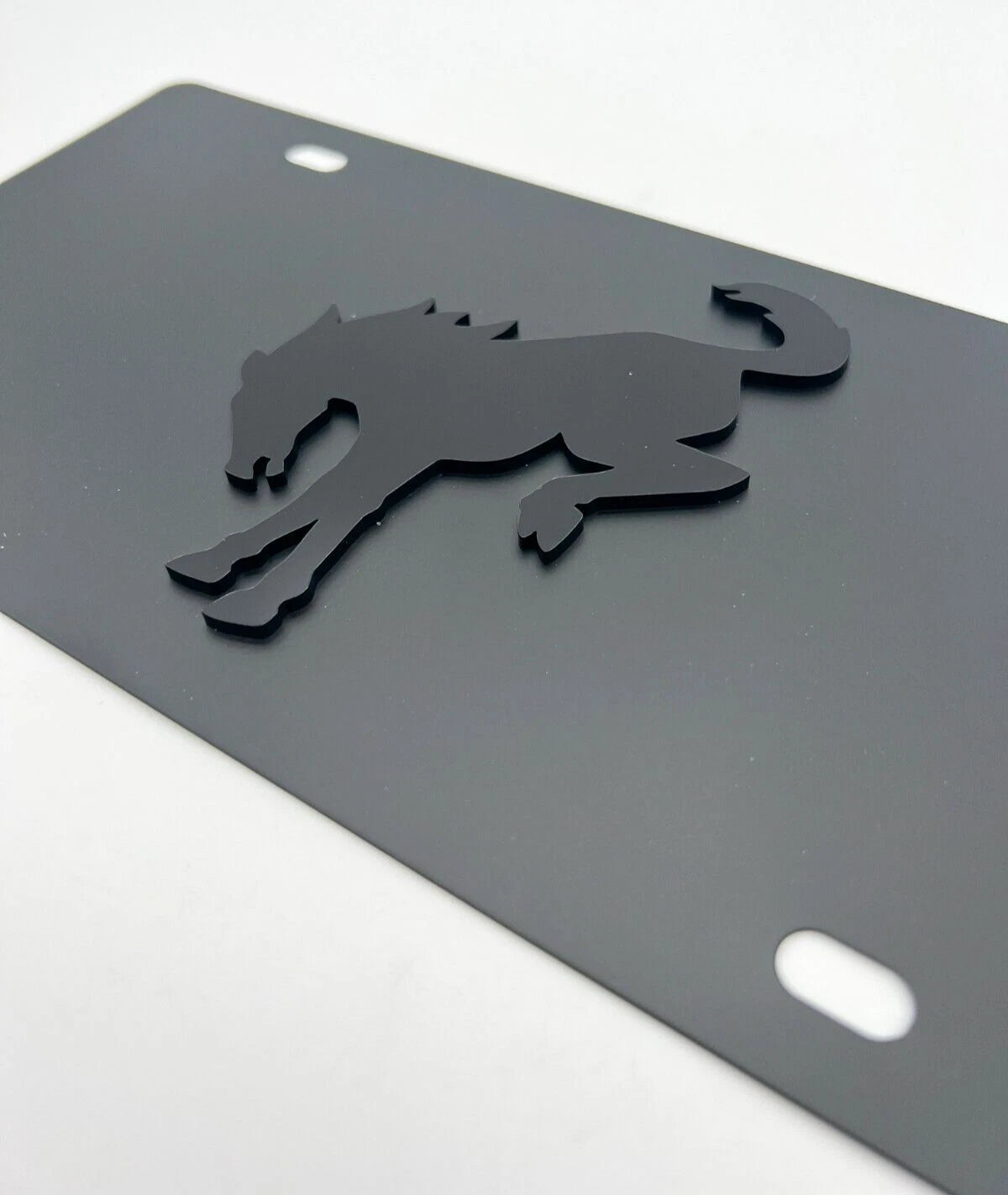 License Plate Frame Black Metal w 3D Bucking Ford Bronco Logo (2021–2024)