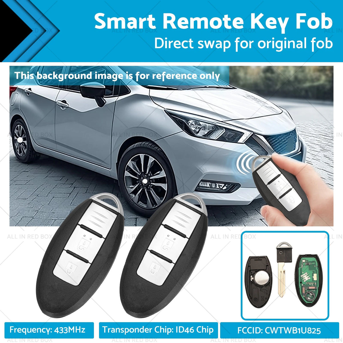 2X ID46 Chip Smart Remote Key Fob for Nissan Micra Juke Note Leaf (2010–2020)