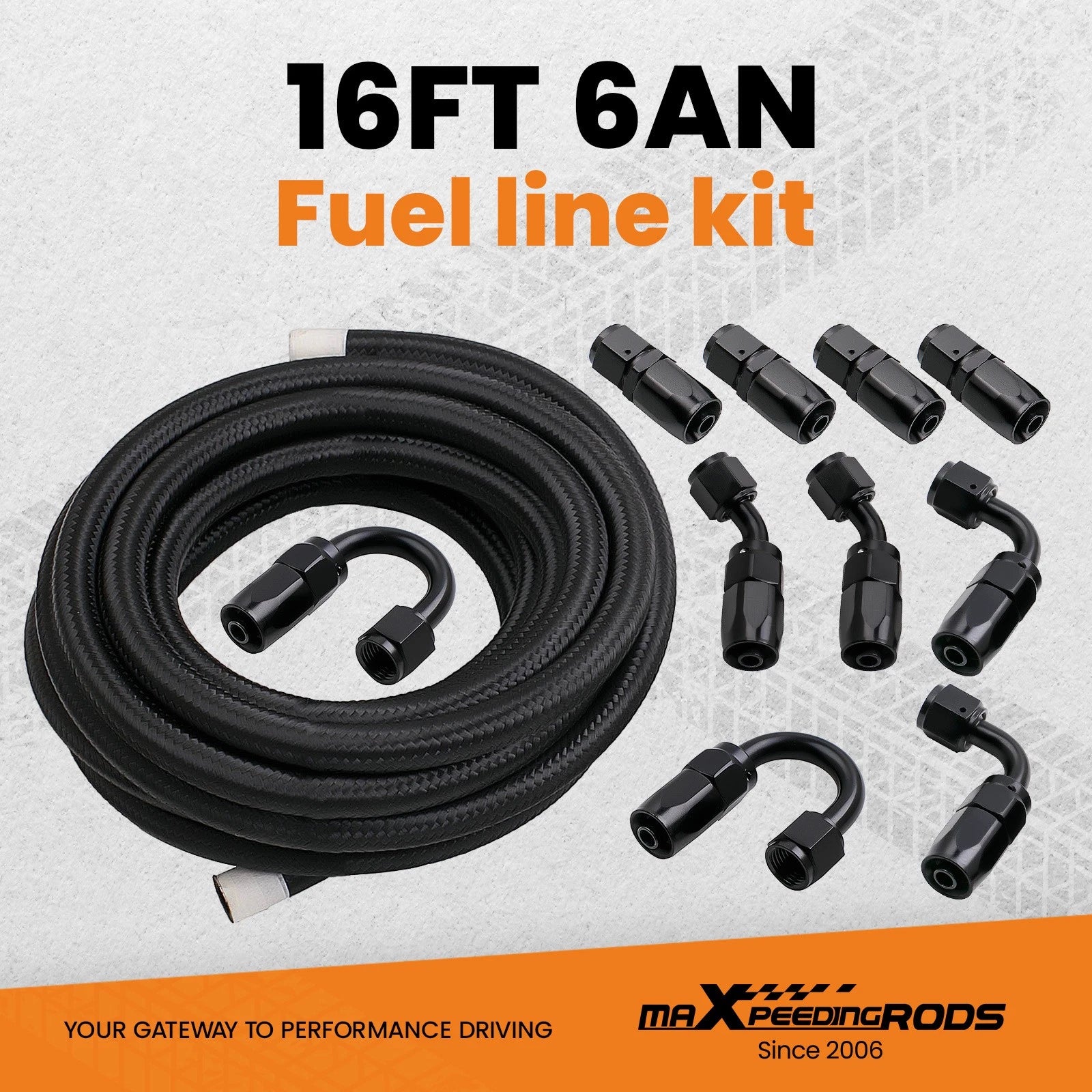 PTFE Fuel Line Hose Kit for Automotive (5FT, 10FT, 12FT, 16FT)