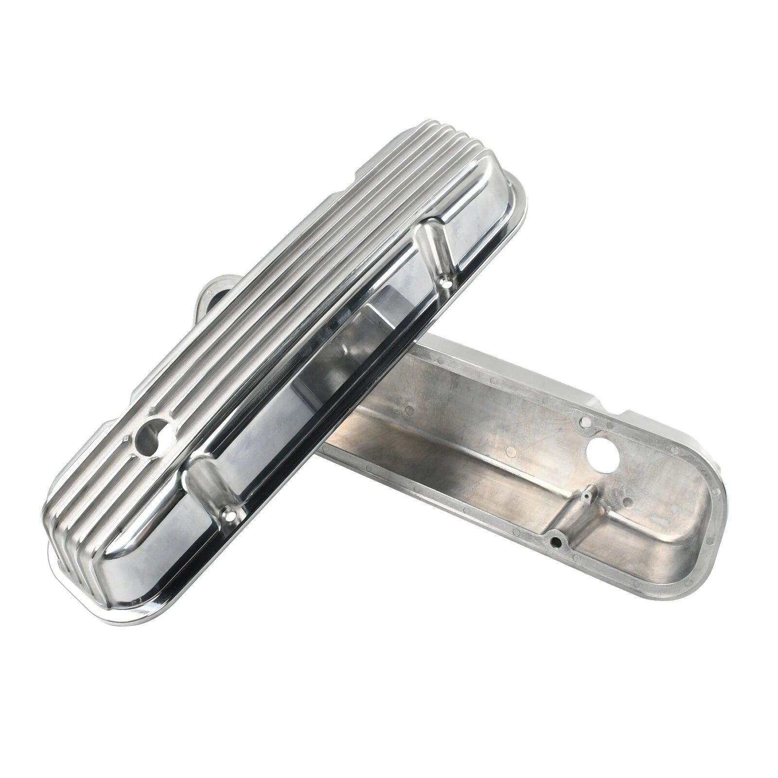 Finned Tall Polished Aluminum Valve Covers for Pontiac 350 400 455