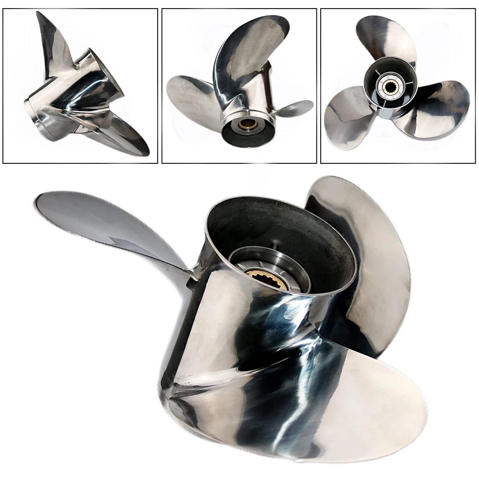 Stainless Steel Propeller 13 1/2x14 for Yamaha Outboard (50-115HP) + Hardware Kits