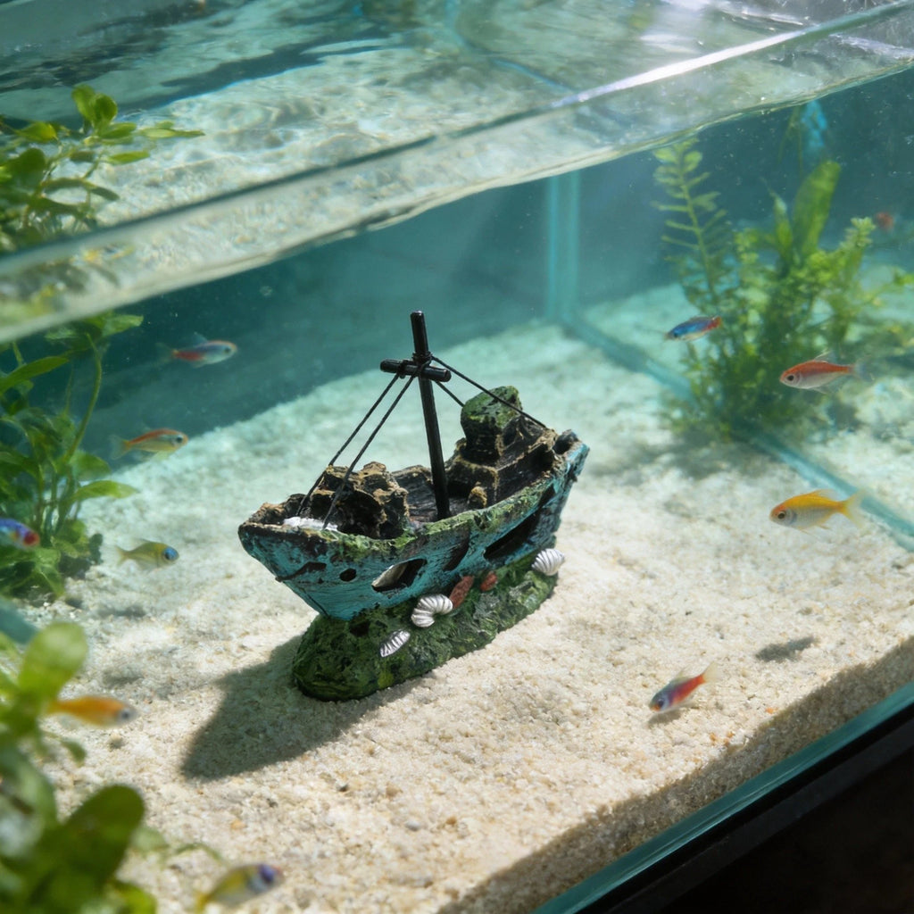 Aquarium Decoration Resin Warship for Fish Tank