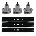 Set of 3 Blades & 3 Spindles for John Deere L120 L130 (2002–2005) GY20785 GX20250