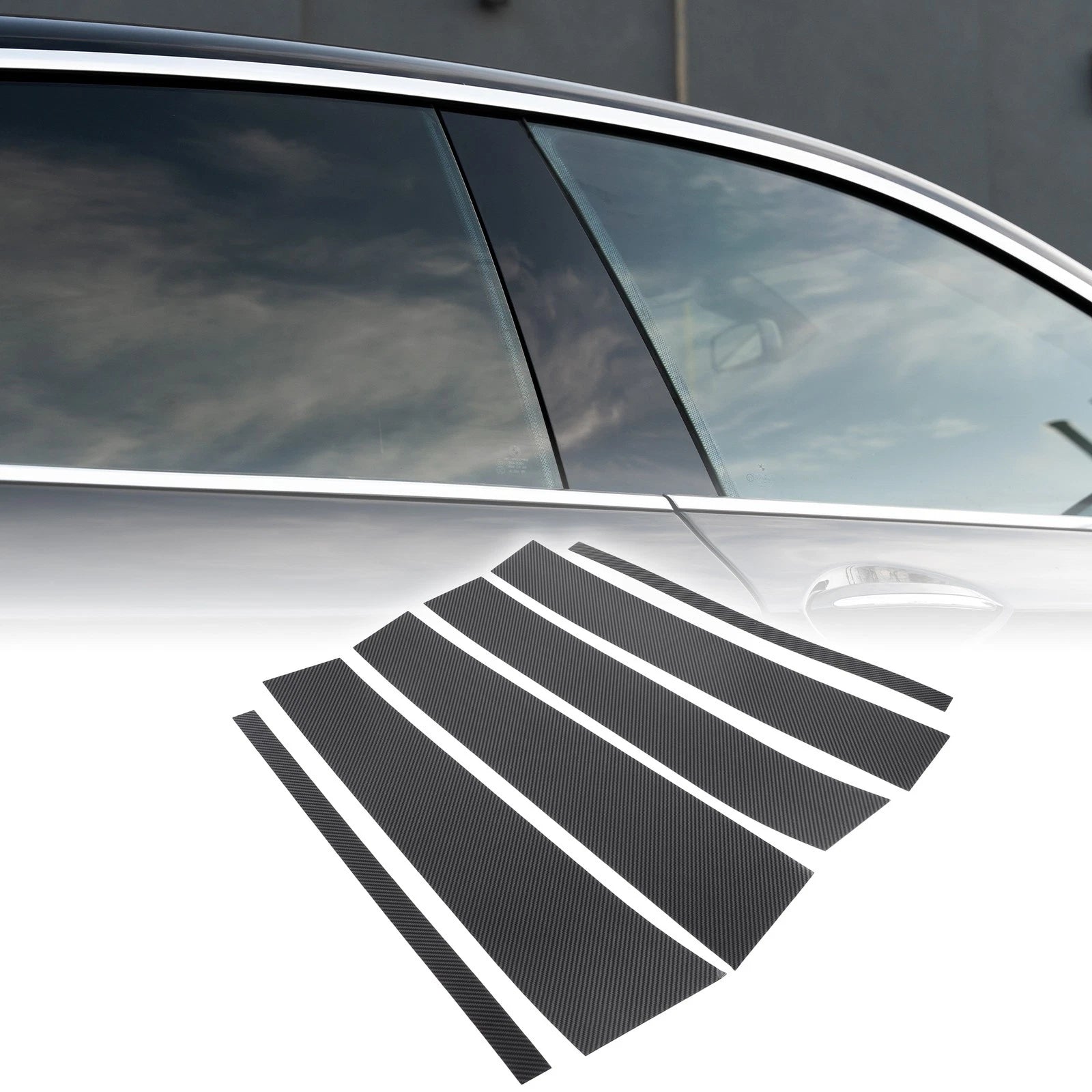 6pcs Window Trim Cover for Nissan Titan (2004–2015) Black Carbon Fiber
