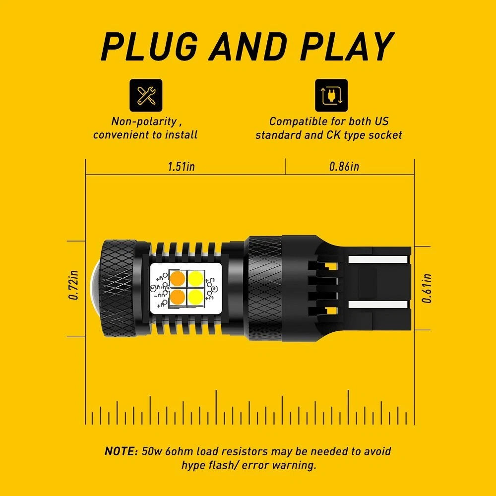2X LED Switchback Turn Signal Bulbs for Make Model (YYYY–YYYY)