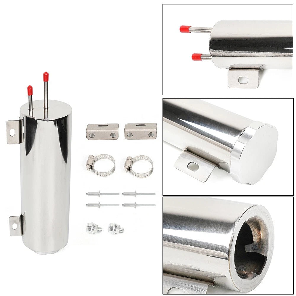Polished Stainless Steel Radiator Coolant Overflow Tank Can 32oz