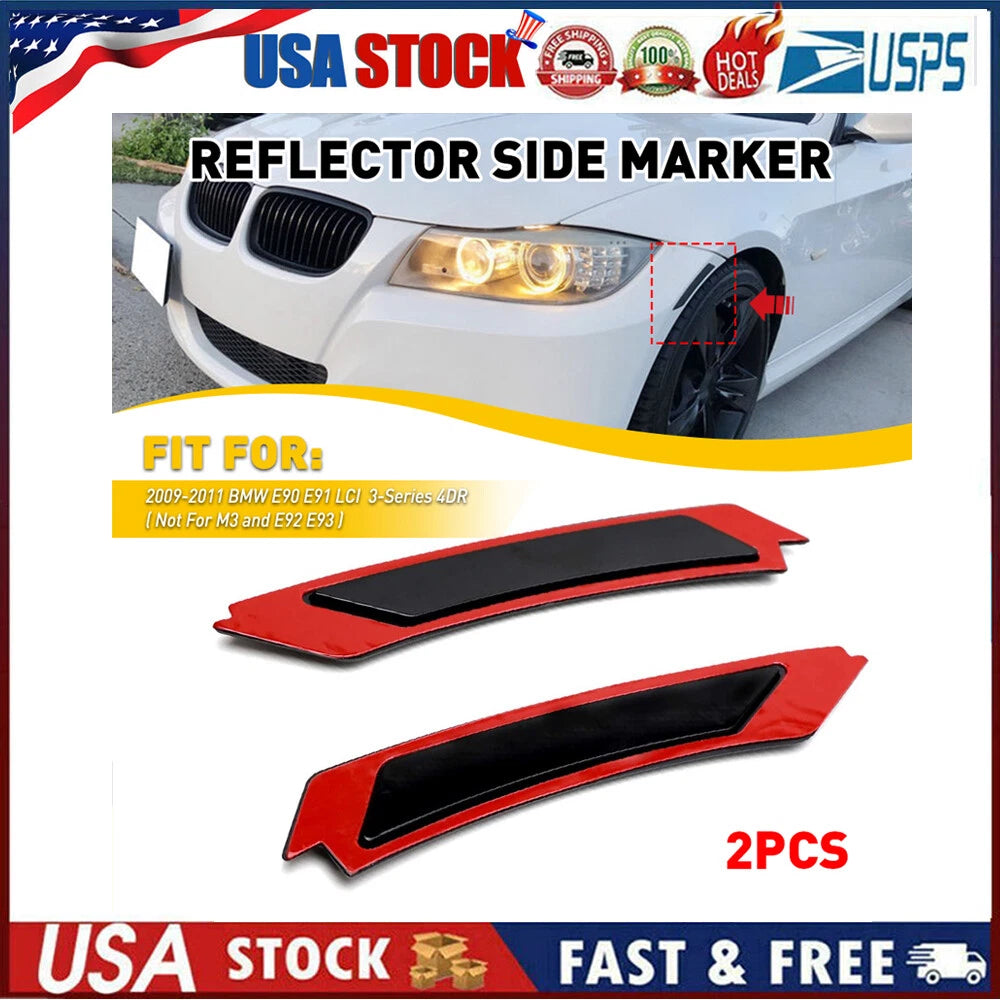 Amber Front Bumper Reflector Side Marker Lights for BMW E90 E91 (2009â2011)