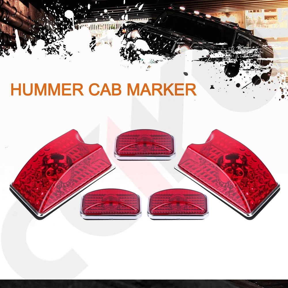 Set of 5 Red Cab Marker Roof Lights for Hummer H2 SUT (2003–2009)