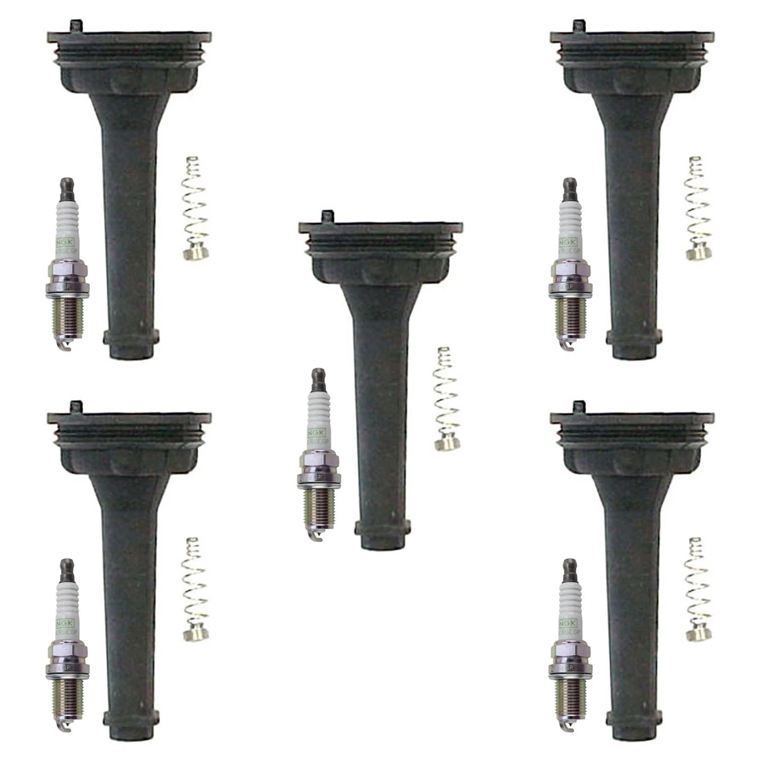 NGK 5 G-Power Platinum Spark Plugs & Denso Coil Boots Kit for Volvo C70 S60 V70 XC70 (1998–2010)