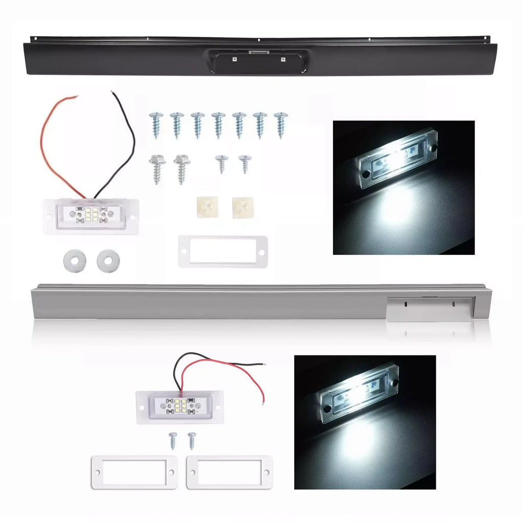 Rear Steel Roll Pan for Ford F150 (1987–1996) with License Plate Box, LED Light