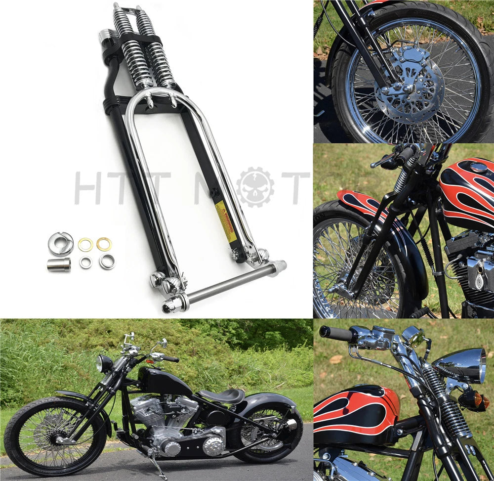 2X Over Black and Chrome Springer for Harley Big Twin