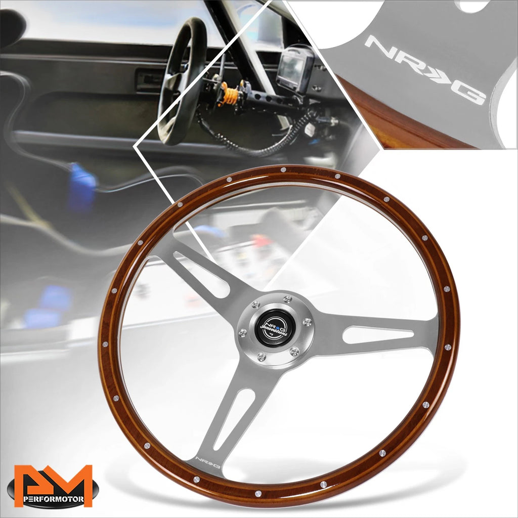 NRG RST-363SL 380mm Classic Wood Grain Racing Steering Wheel for Universal