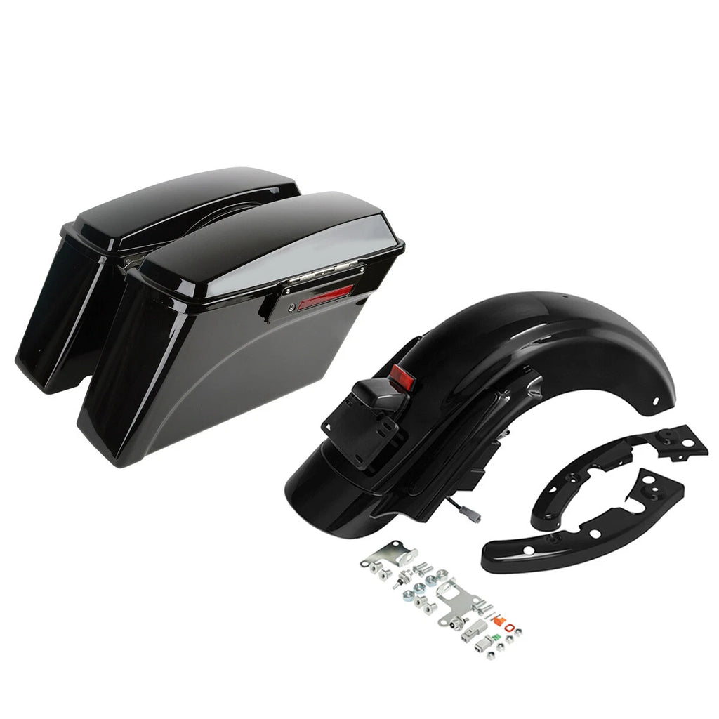 Vivid Black Hard Saddlebags & Smoke Rear Fender for Harley Touring (2009–2013)