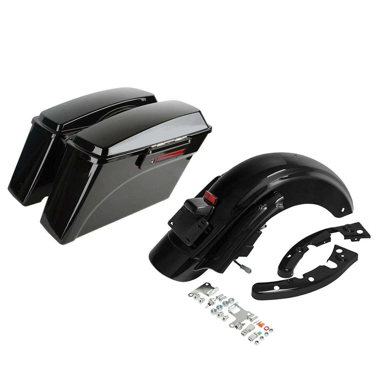 Vivid Black Hard Saddlebags & Smoke Rear Fender for Harley Touring (2009–2013)
