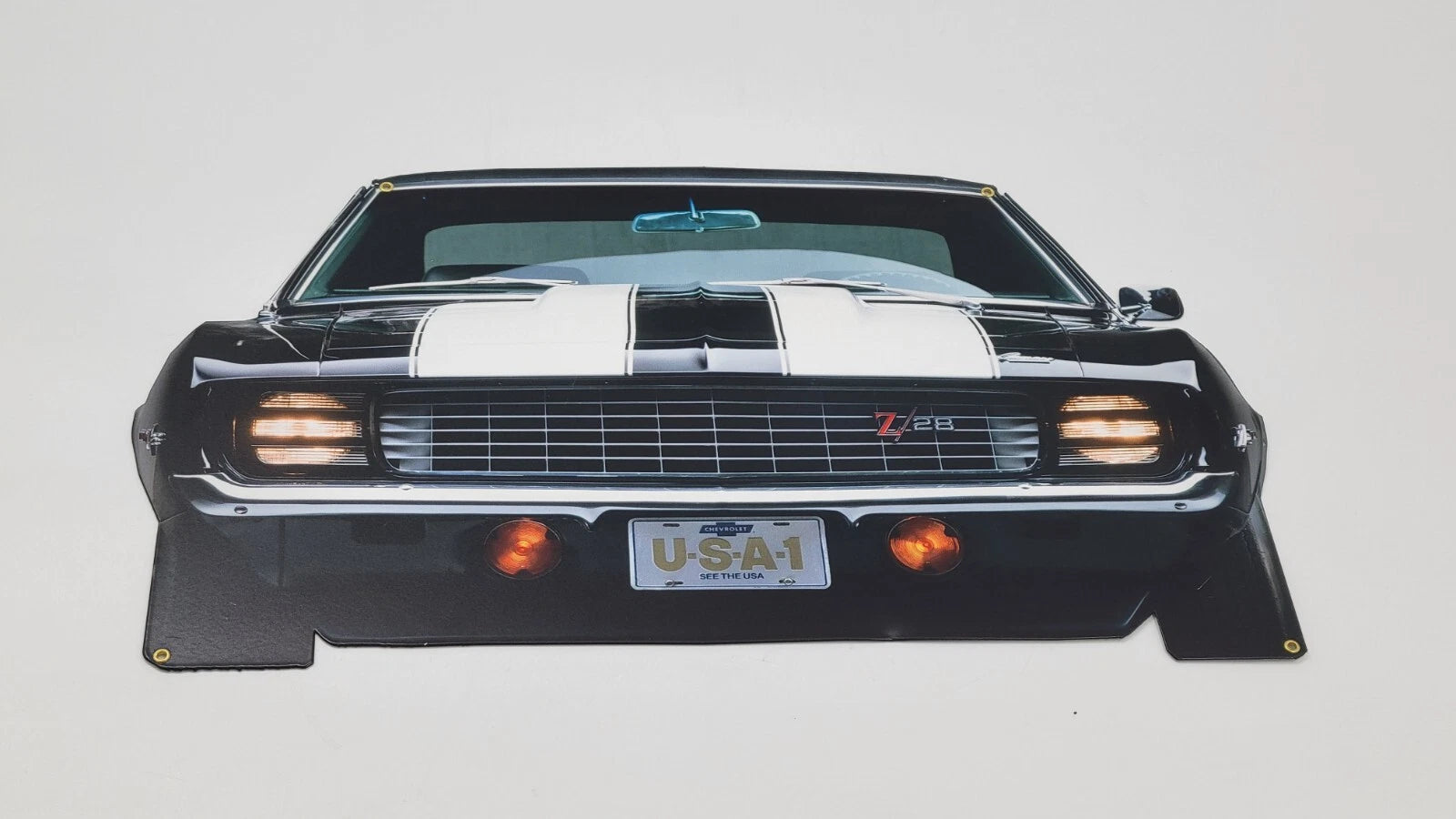 Front Bumper Metal Sign for 1969 Chevrolet Camaro Z28 (19 x 10.5 in)