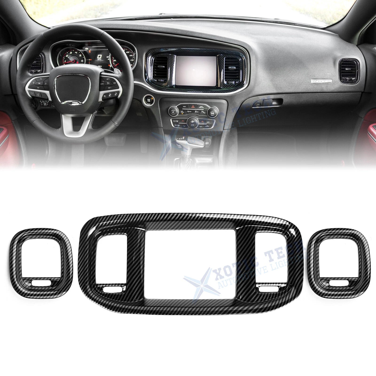 Carbon Black Dash Screen Frame for Dodge Charger (2015–2021)