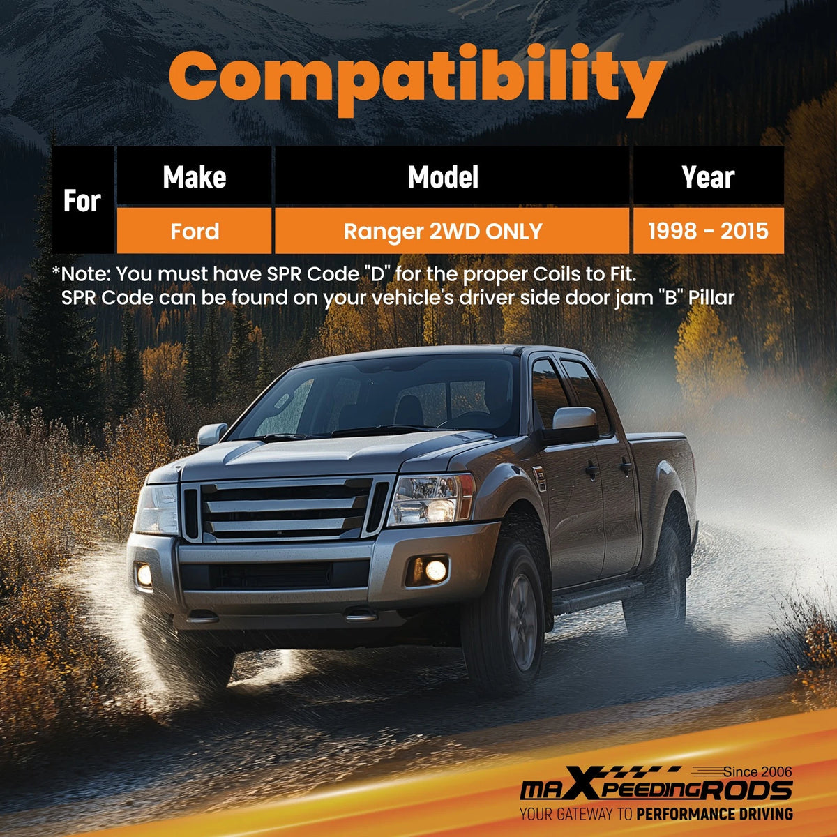 Performance Lowering Kit 3"/5" for Ford Ranger 2WD (1998–2015)