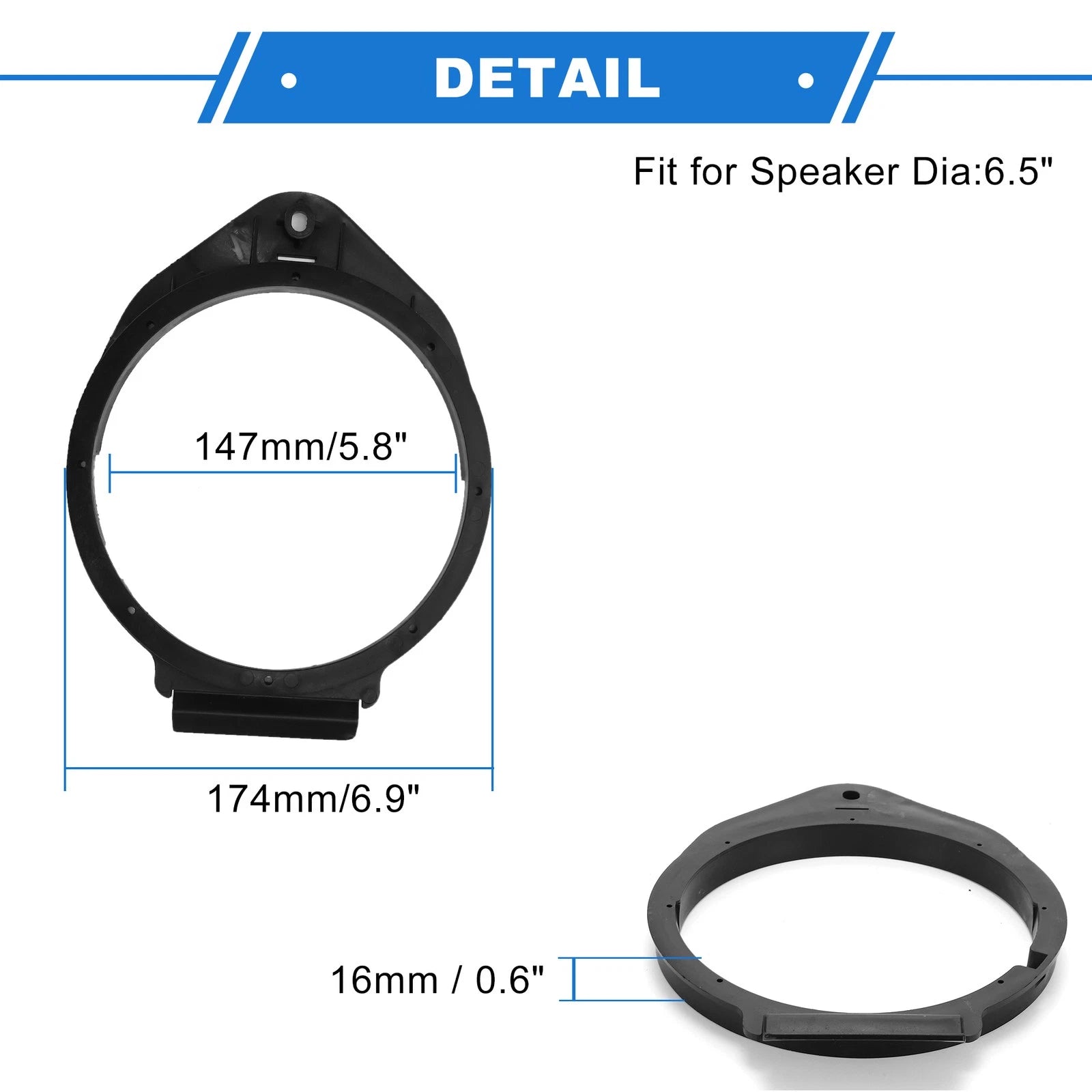 2X Speaker Spacer Ring for Skoda Toledo (6.5'' Tweeter)