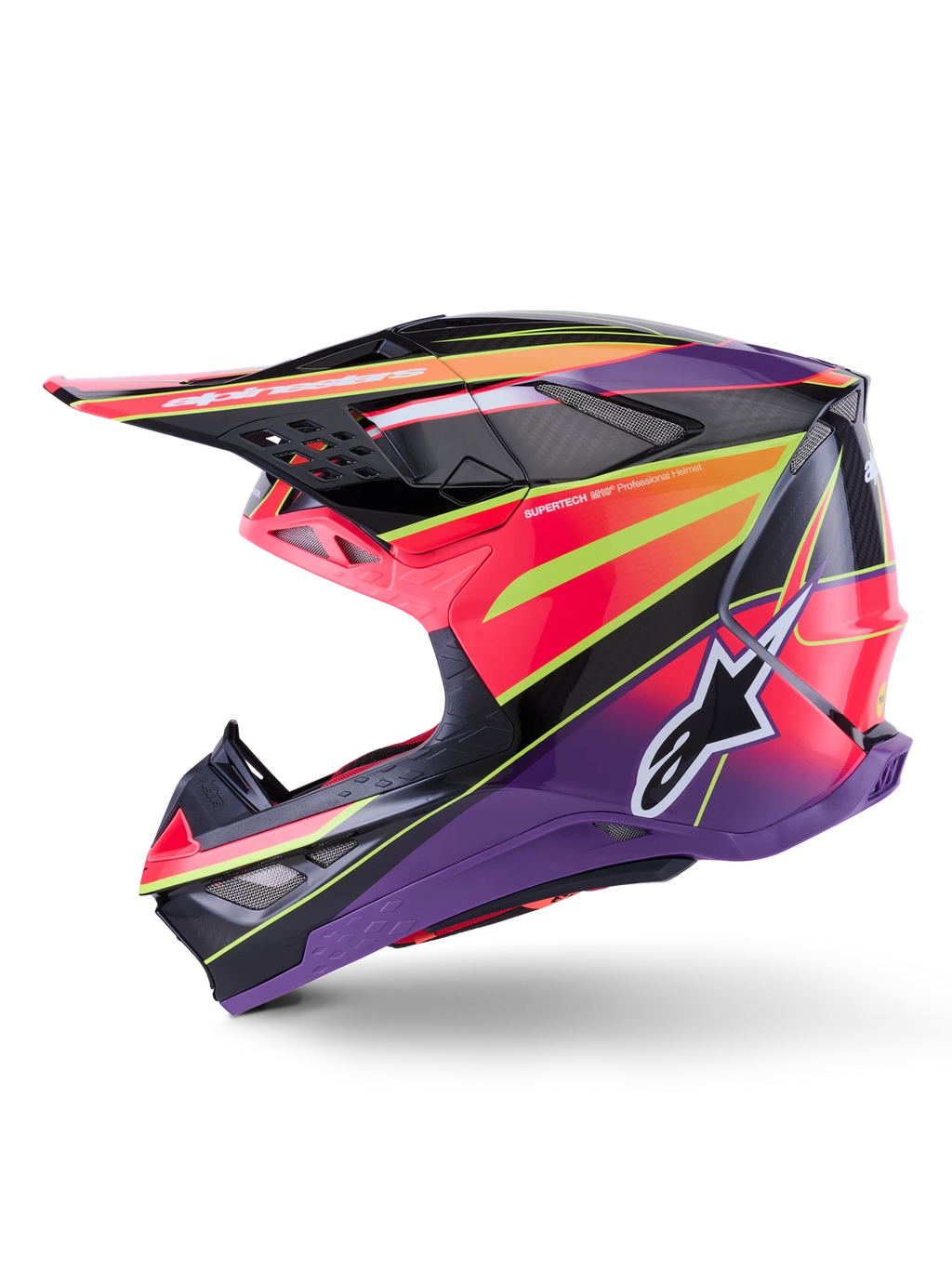 Alpinestars Supertech Helmet for Offroad (2022–2024) - Medium Pink/Violet/Yellow Fluo