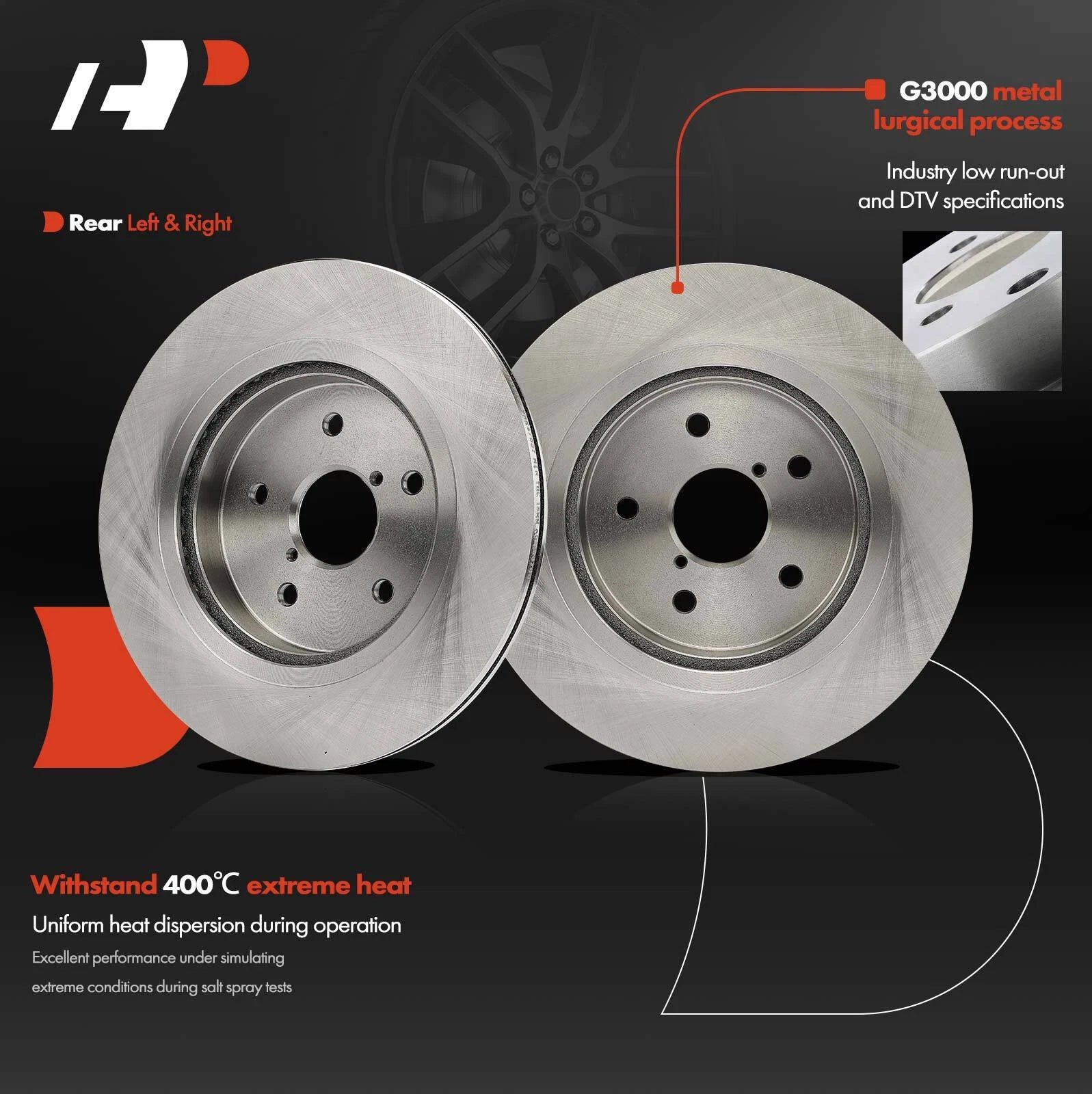 Set of 2 Rear Disc Brake Rotors & Ceramic Pads for Subaru Outback Legacy (2015–2022)