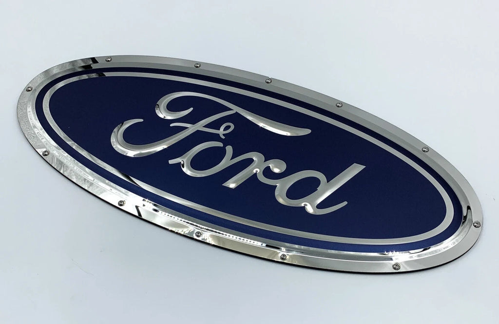 Blue Ford Oval Logo Emblem Metal Sign with Rivets for Ford (2011–2024)