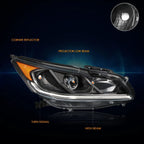 LED DRL Bar Projector Headlight for Honda Accord Sedan (2016–2017)