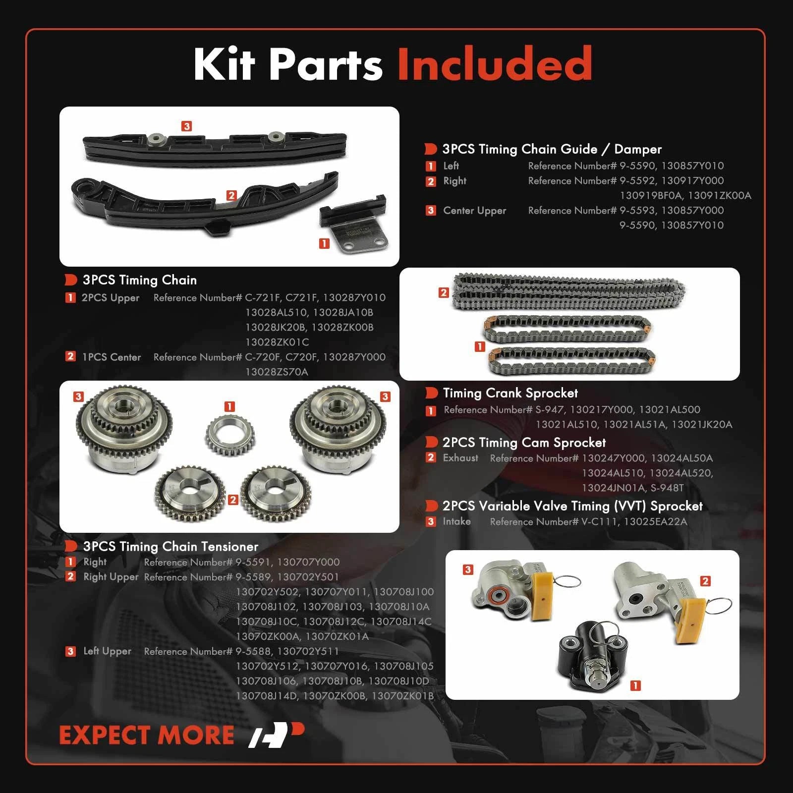 Timing Chain Kit for Nissan Altima (2003-2006), Maxima (2004-2008), Quest