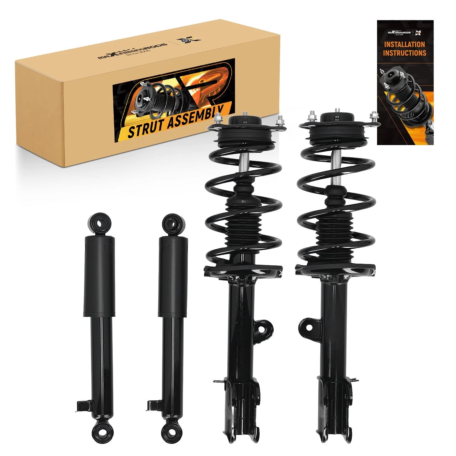 Set of 2 Front + Rear Struts w/Coil Spring for Kia Sorento (2011–2013)