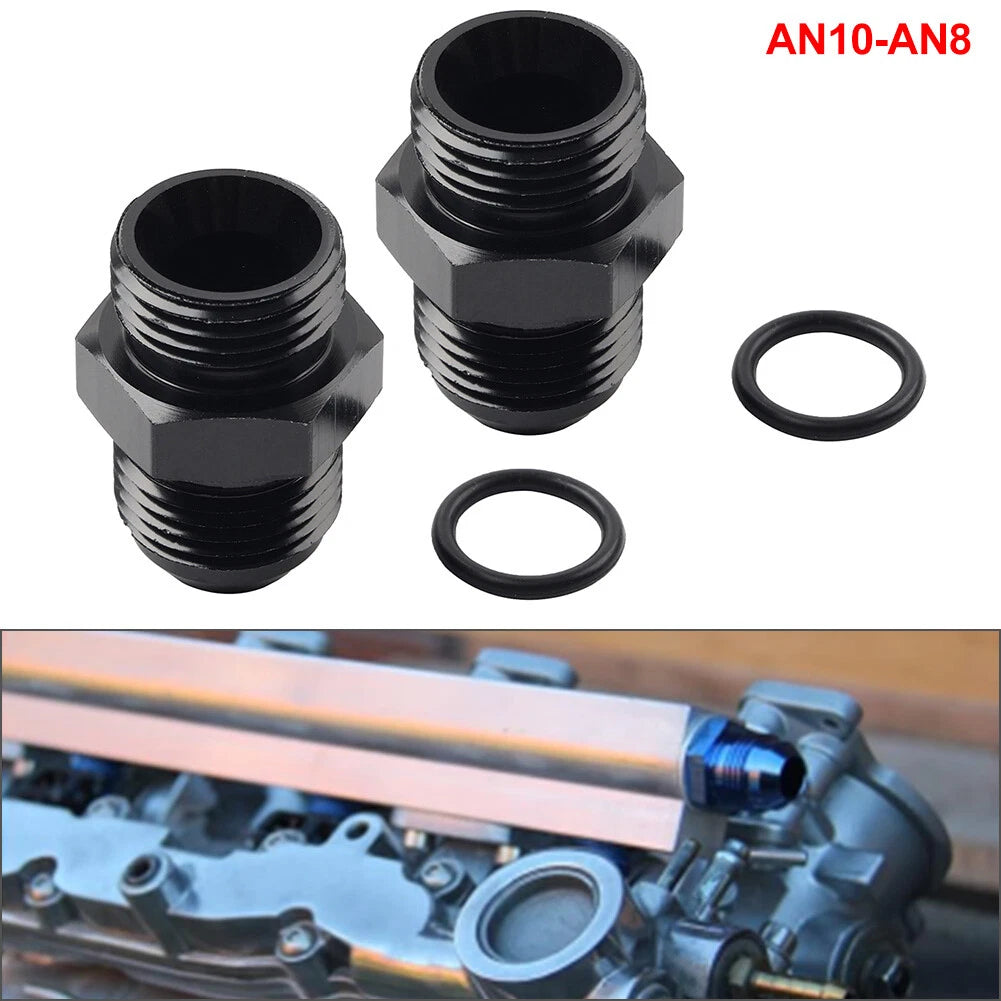 2Pcs AN10 Flare to 8AN ORB Male Fitting Adapter for Universal