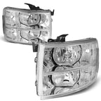 Pair of Chrome Housing Clear Headlights for Chevy Silverado (2007–2014)