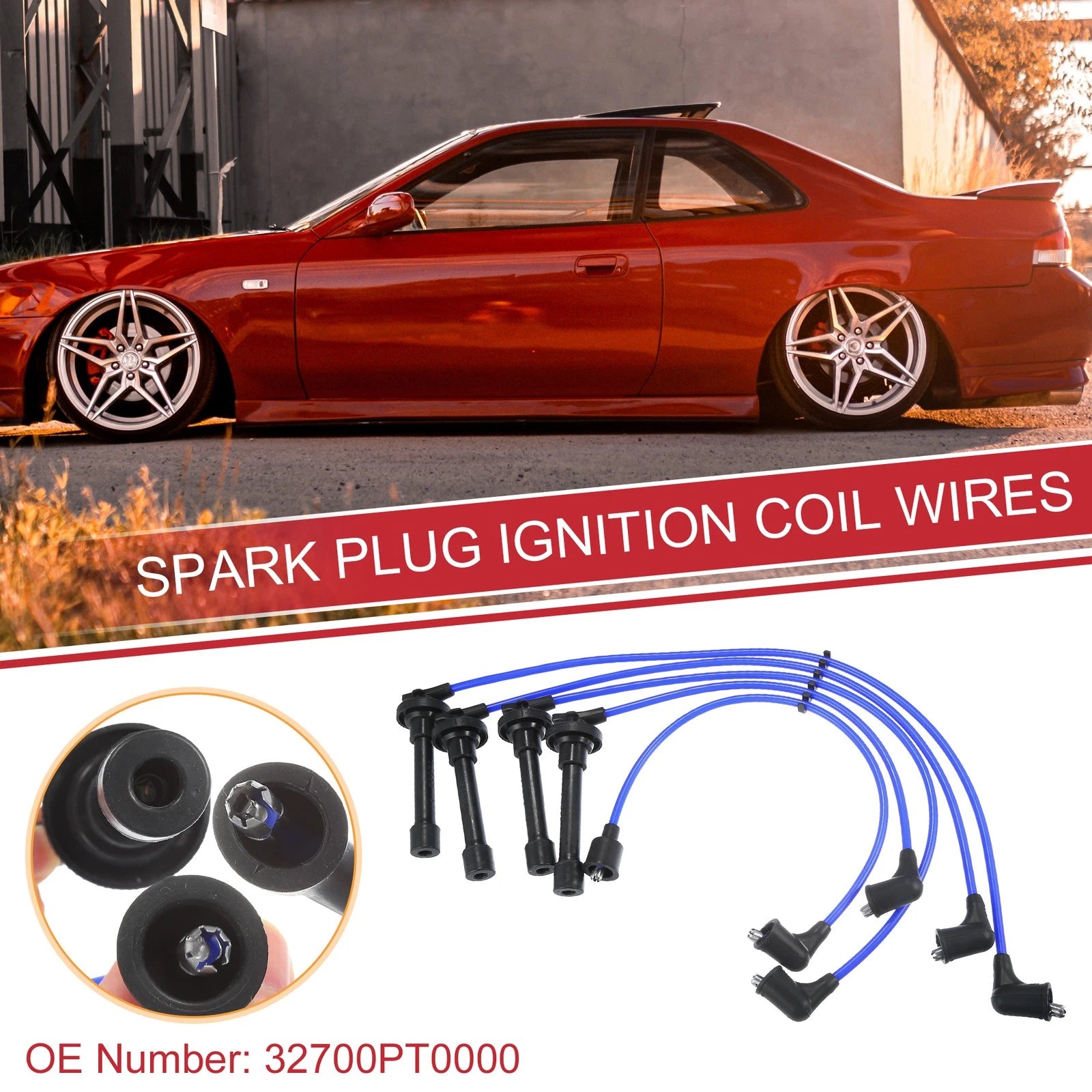 5 Pcs Spark Plug Wire Ignition Coil Cable No. 32700PT0000 for Honda Accord (1990–1994)
