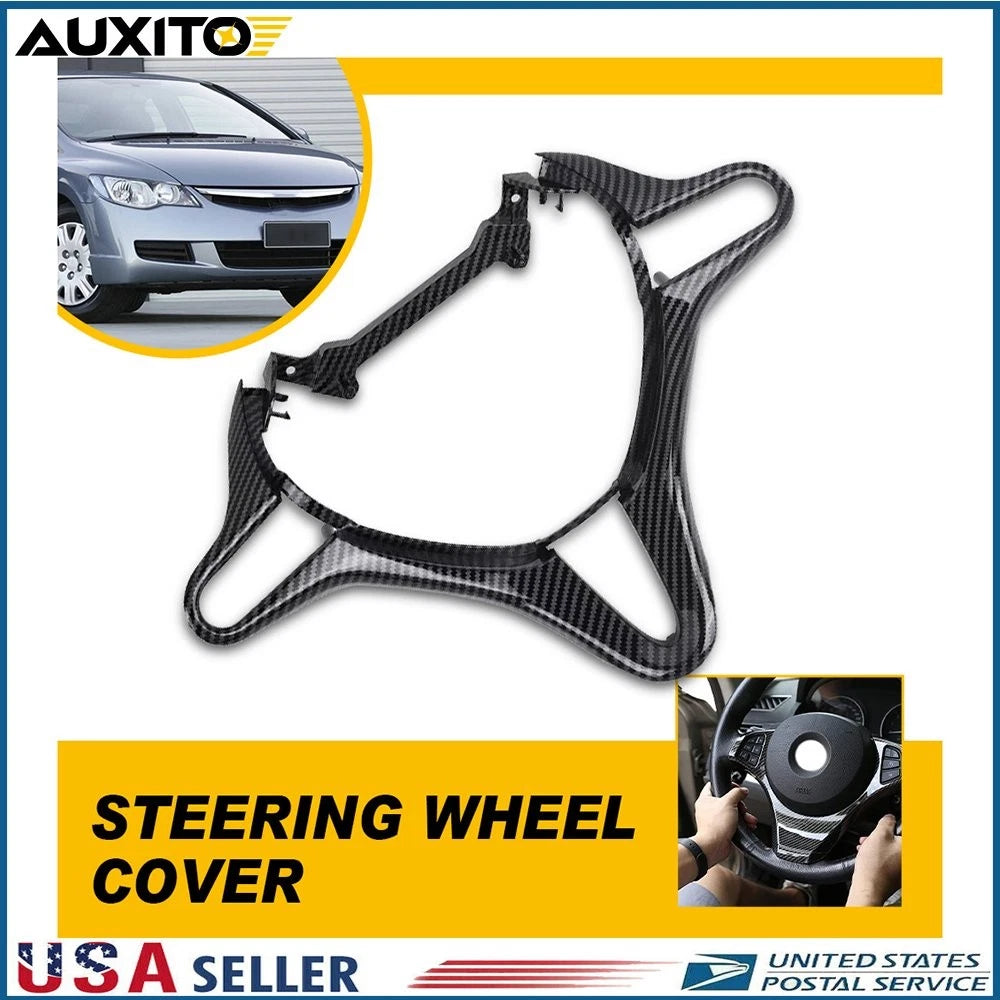 Carbon Fiber Steering Wheel Cover Trim for Honda Civic 8th FD2 (2006–2011)