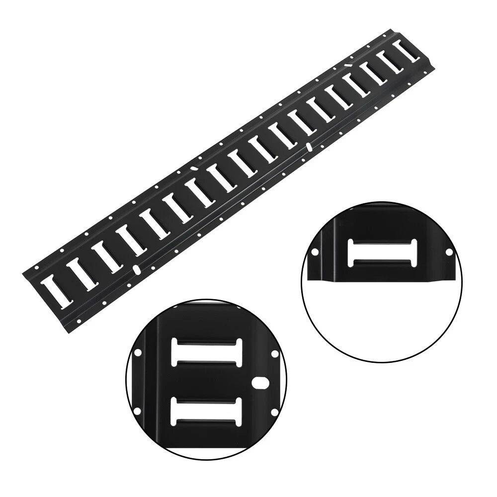 Set of 4 E Track Tie Down Rails for Garages (3') - Powder-Coat Black