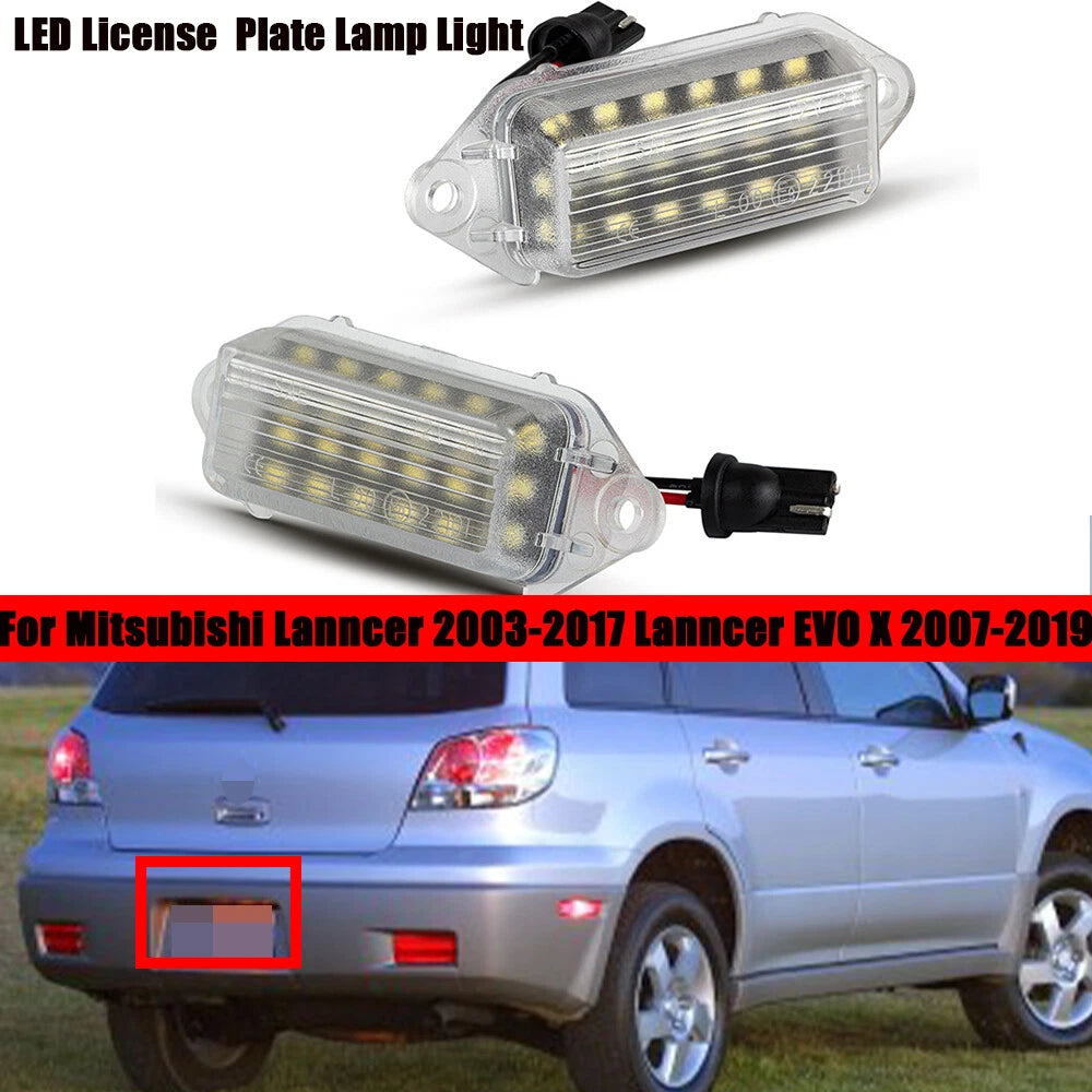 18-SMD White LED License Plate Lamp for Mitsubishi Lancer EVO X (2007–2019)