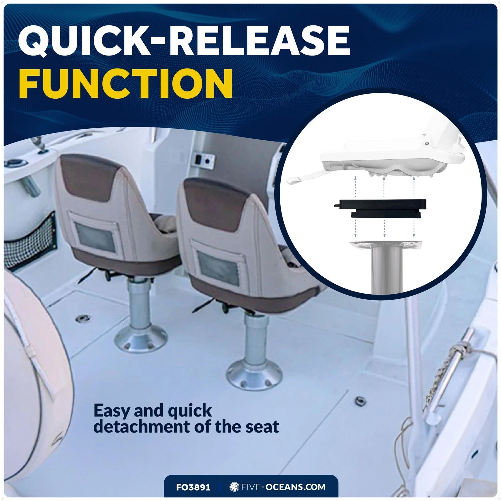 Quick-Release Seat Swivel Mount Bracket for Marine Boats (FO3891)