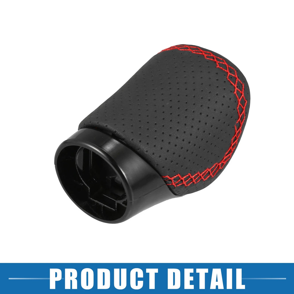 Gear Shift Knob for Lexus (Black Faux Leather, Red Thread, Perforated)