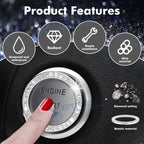 Crystal White Rhinestone Engine Start Stop Push Button Ring Cover for Car (-)